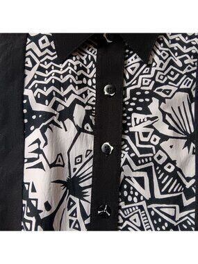 Hawaiian Graff True Vintage Womens Blouse 12P 80's Petite Top Mom Cropped